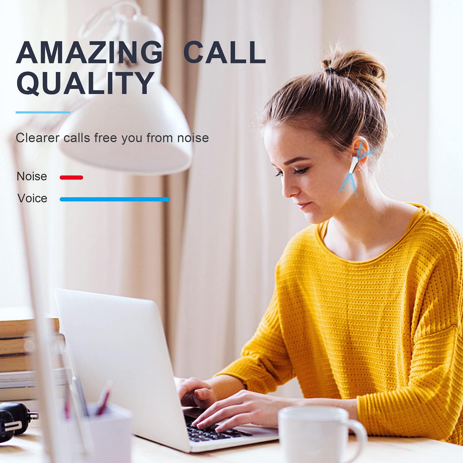 Навушники layajia Бездротові Bluetooth 5.1 Внутрішньоканальні Шумозаглушення Сенсорне керування 20 годин білого кольору, фото №7