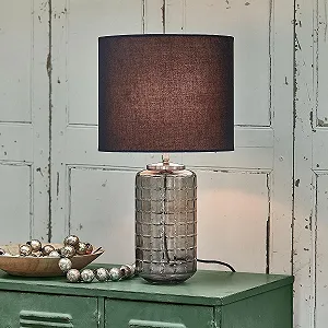 Настільна лампа LOBERON Eldarion Скляна Бавовна Залізо Сіра Чорна synthetic.ua - Фото 1