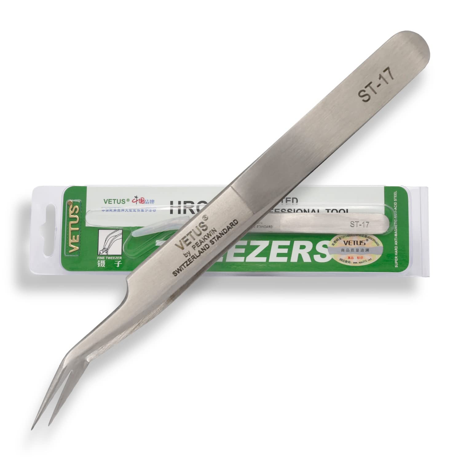 Пинцет Vetus ST-17 для наращивания ресниц с защитным колпачком, фото №1 Пинцет Vetus ST-17 для наращивания ресниц с защитным колпачком, фото №1