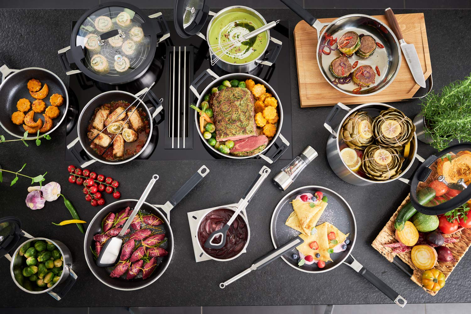 Сковорода RÖSLE Silence Pro Антипригарное покрытие ProResist Силиконовые ручки 24 см 18/10 Нержавеющая сталь Подходит для индукции Можно мыть в посудомоечной машине Серебристо-черный, фото №5 Сковорода RÖSLE Silence Pro Антипригарное покрытие ProResist Силиконовые ручки 24 см 18/10 Нержавеющая сталь Подходит для индукции Можно мыть в посудомоечной машине Серебристо-черный, фото №5