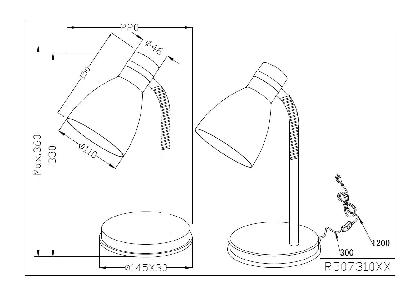 Настільна лампа Reality Leuchten Harvey R50731032 Металева Матова чорна / Хром, фото №4