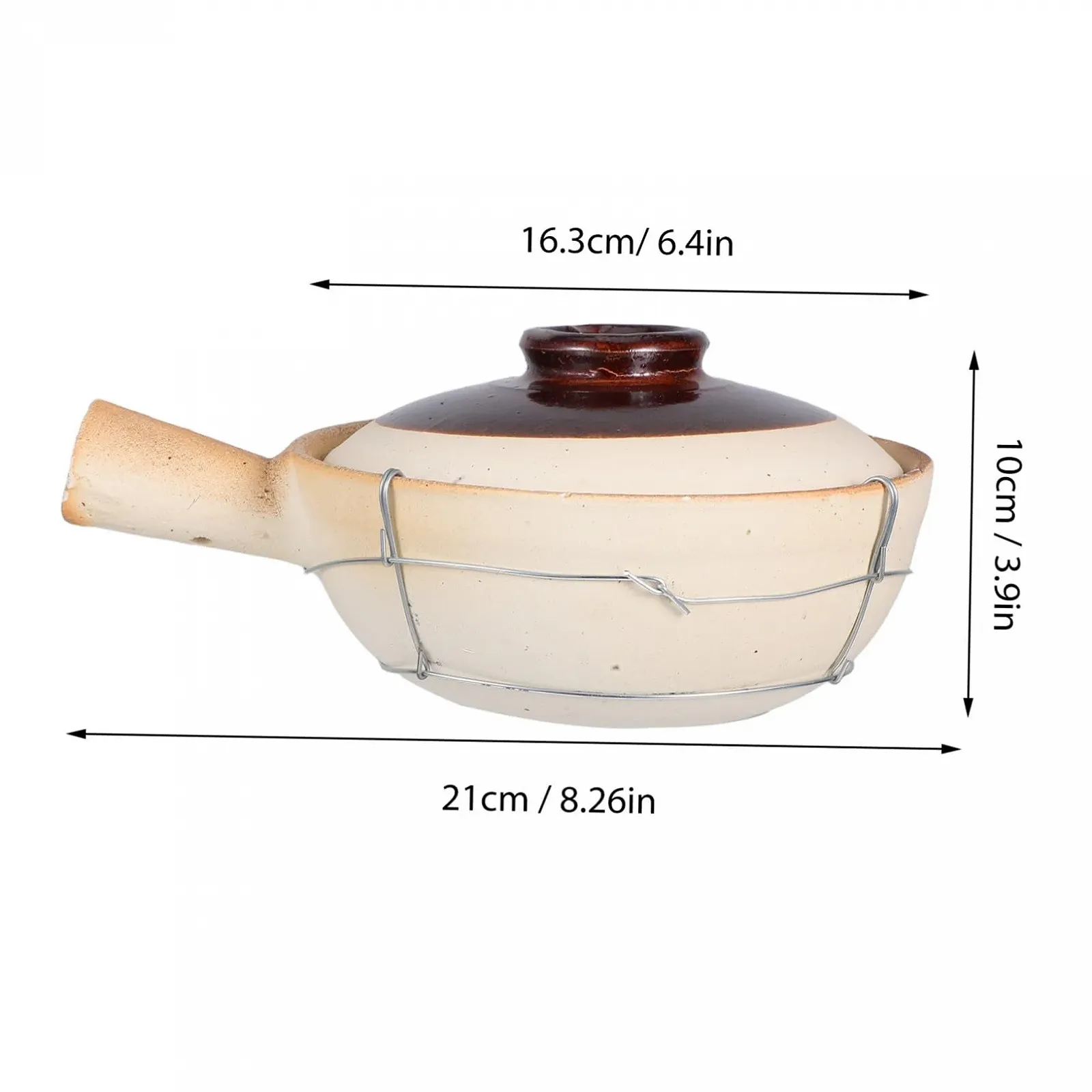 Керамический горшок Cabilock Традиционный китайский одноручный с железной ручкой жаропрочный, фото №2
