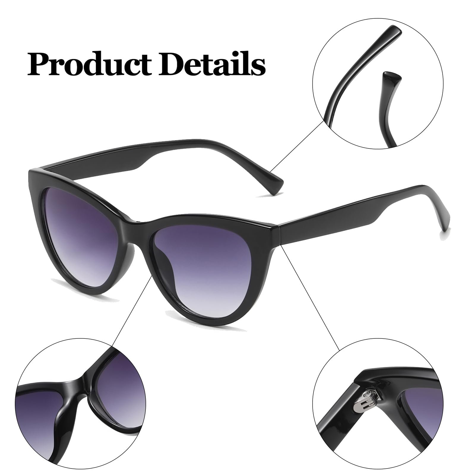 Солнцезащитные очки Кошачий глаз LJCZKA Винтаж Ретро Кошачья форма, фото №4