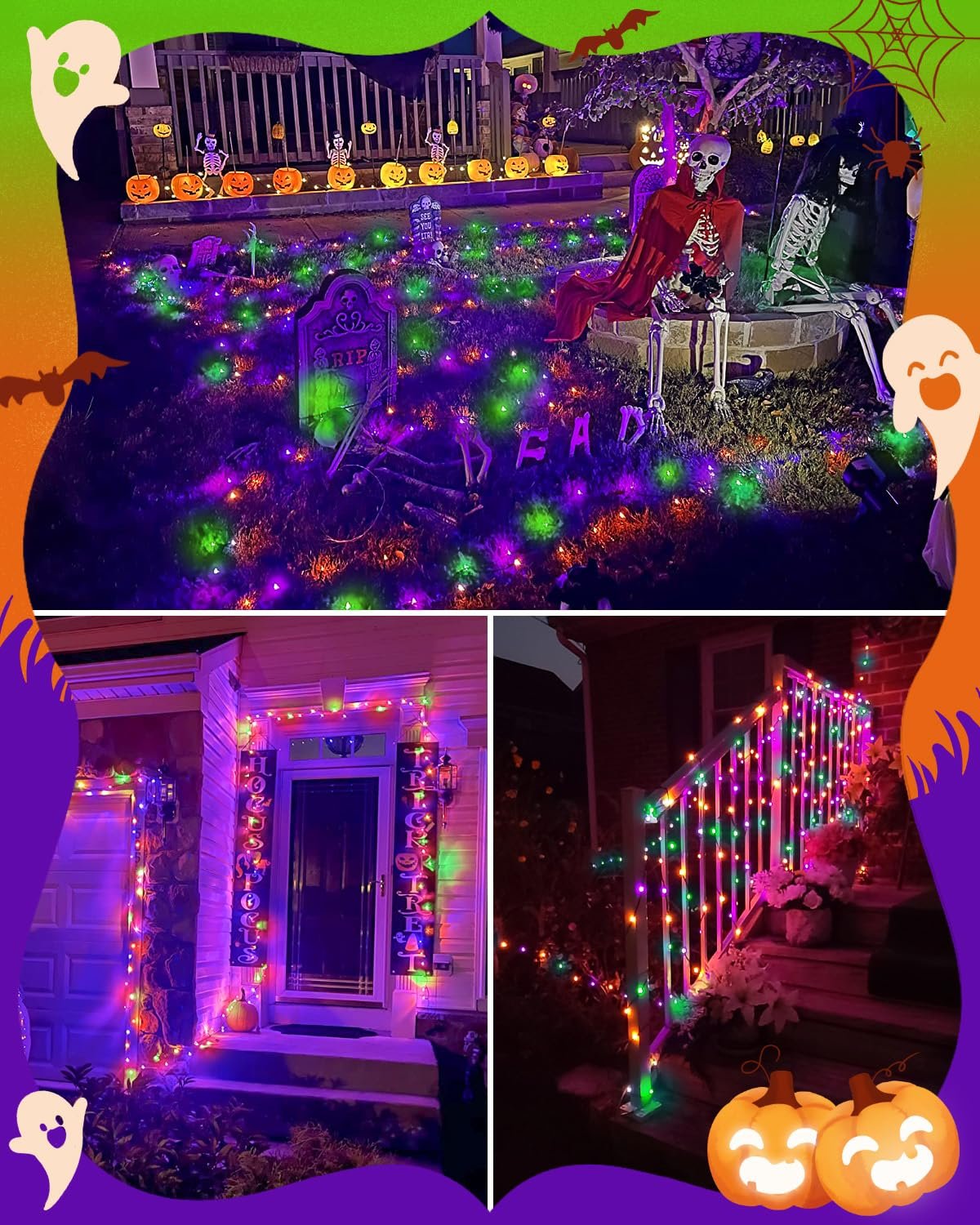 Гірлянда Dalugo, 5 м, 50 LED, помаранчевий, фіолетовий, зелений, для Гелловіну, фото №7