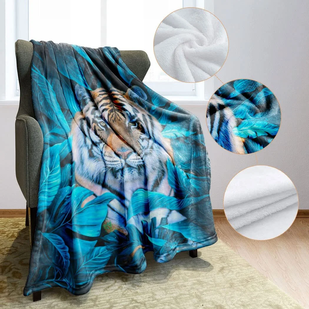 Одеяло Фланелевое Мягкое Теплое Уютное Флисовое Одеяло для Дивана Тропическое Растение Тигр Камуфляж 125 x 200 см, фото №5 Одеяло Фланелевое Мягкое Теплое Уютное Флисовое Одеяло для Дивана Тропическое Растение Тигр Камуфляж 125 x 200 см, фото №5