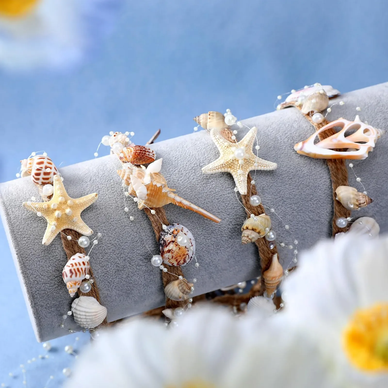 Пов'язка Весільний Мушлі Морська Зірка Ручна Робота Перли Плетінка Пляжний, фото №5 Пов'язка Весільний Мушлі Морська Зірка Ручна Робота Перли Плетінка Пляжний, фото №5