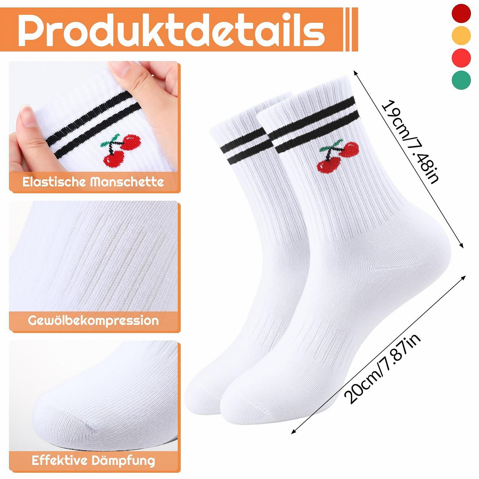 Теннисные носки Унисекс с фруктовым узором 4 пары, размер 38-42, белые, фото №2