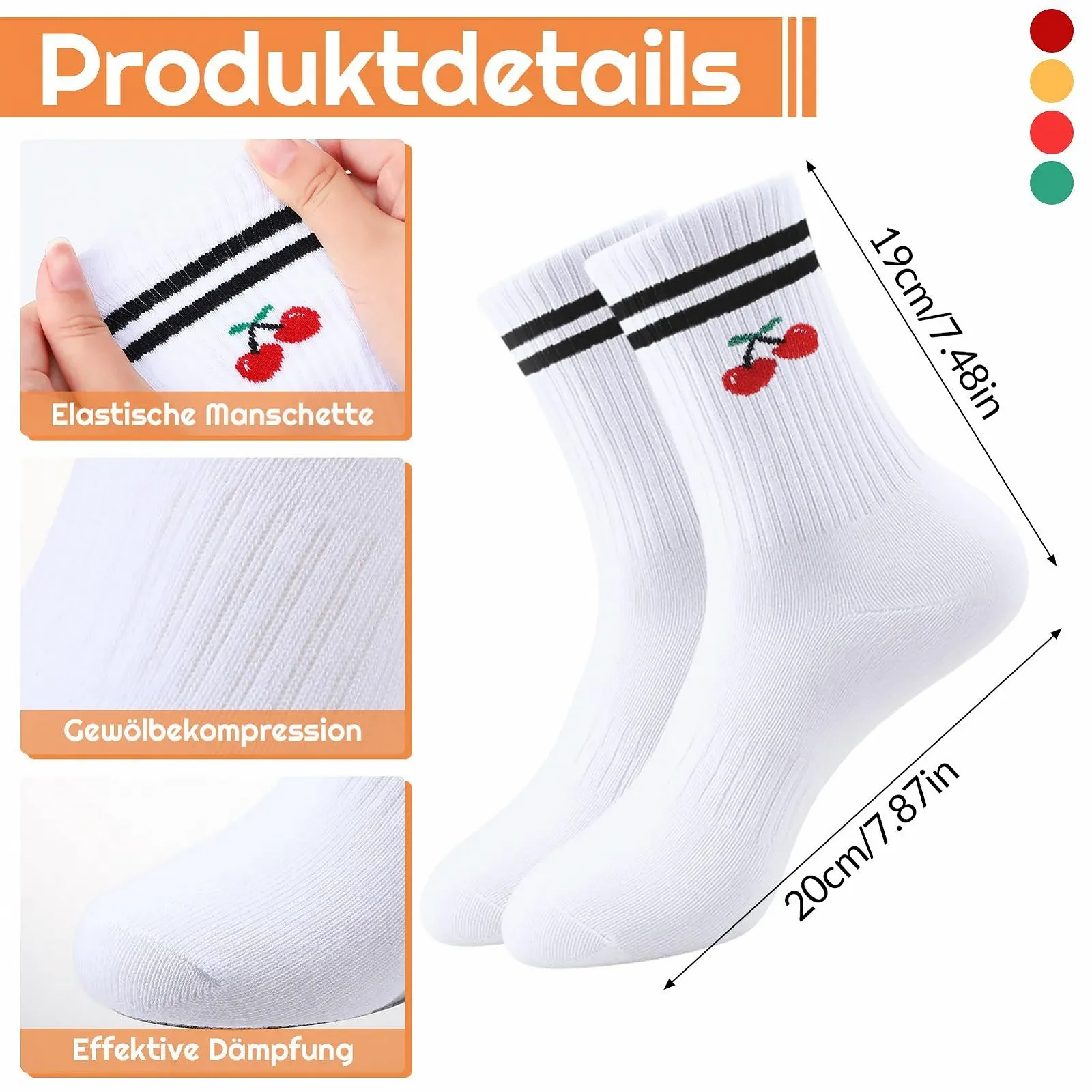 Тенісні шкарпетки Унісекс з фруктовим візерунком 4 пари, розмір 38-42, фото №2