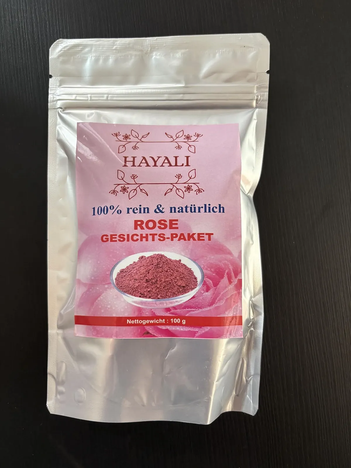 Маска для обличчя HAYALI Rose з трояндовою водою, пензликом та мискою, 100% натуральна, 100 г, фото №2