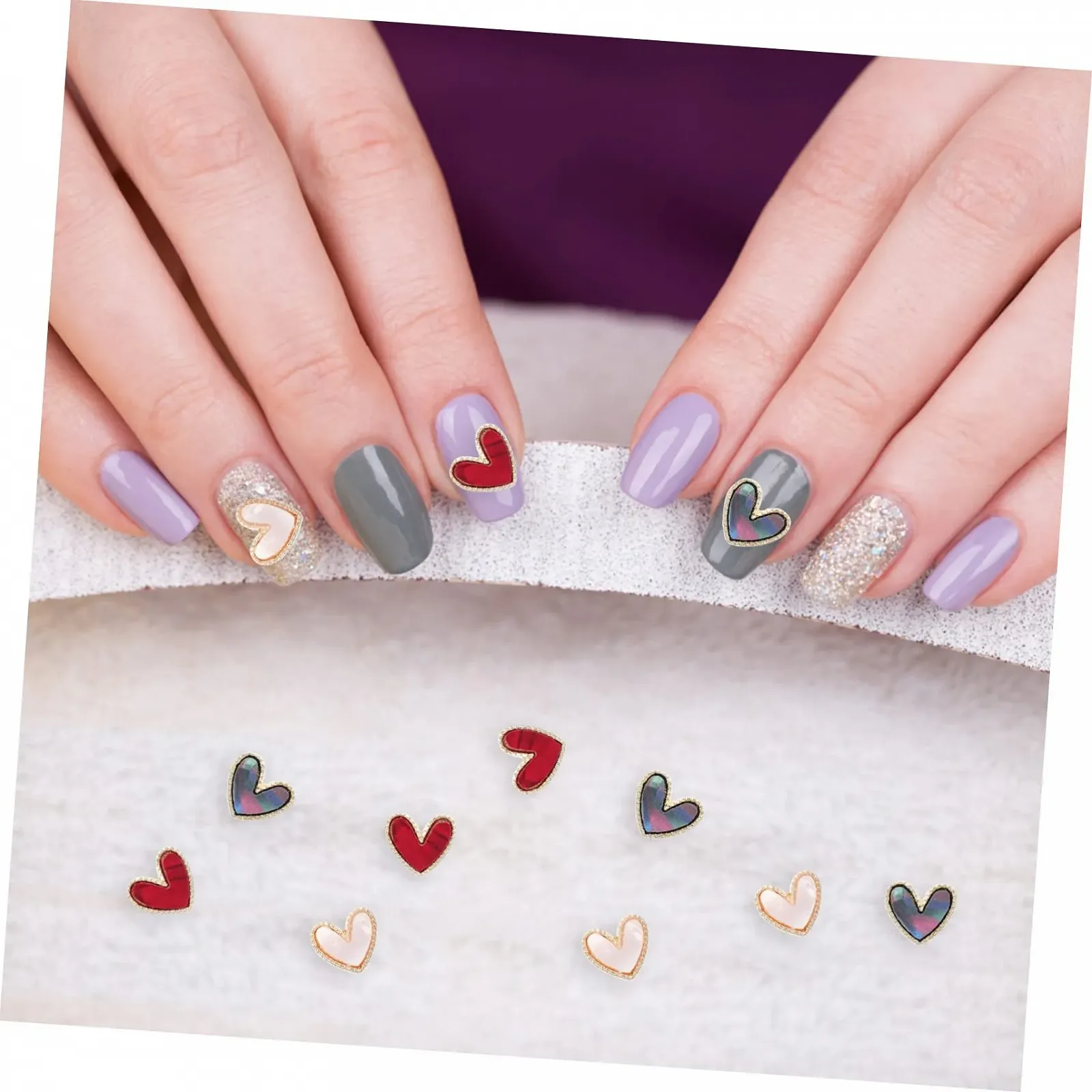 Украшения для ногтей в форме сердца NOLITOY 30шт, фото №4