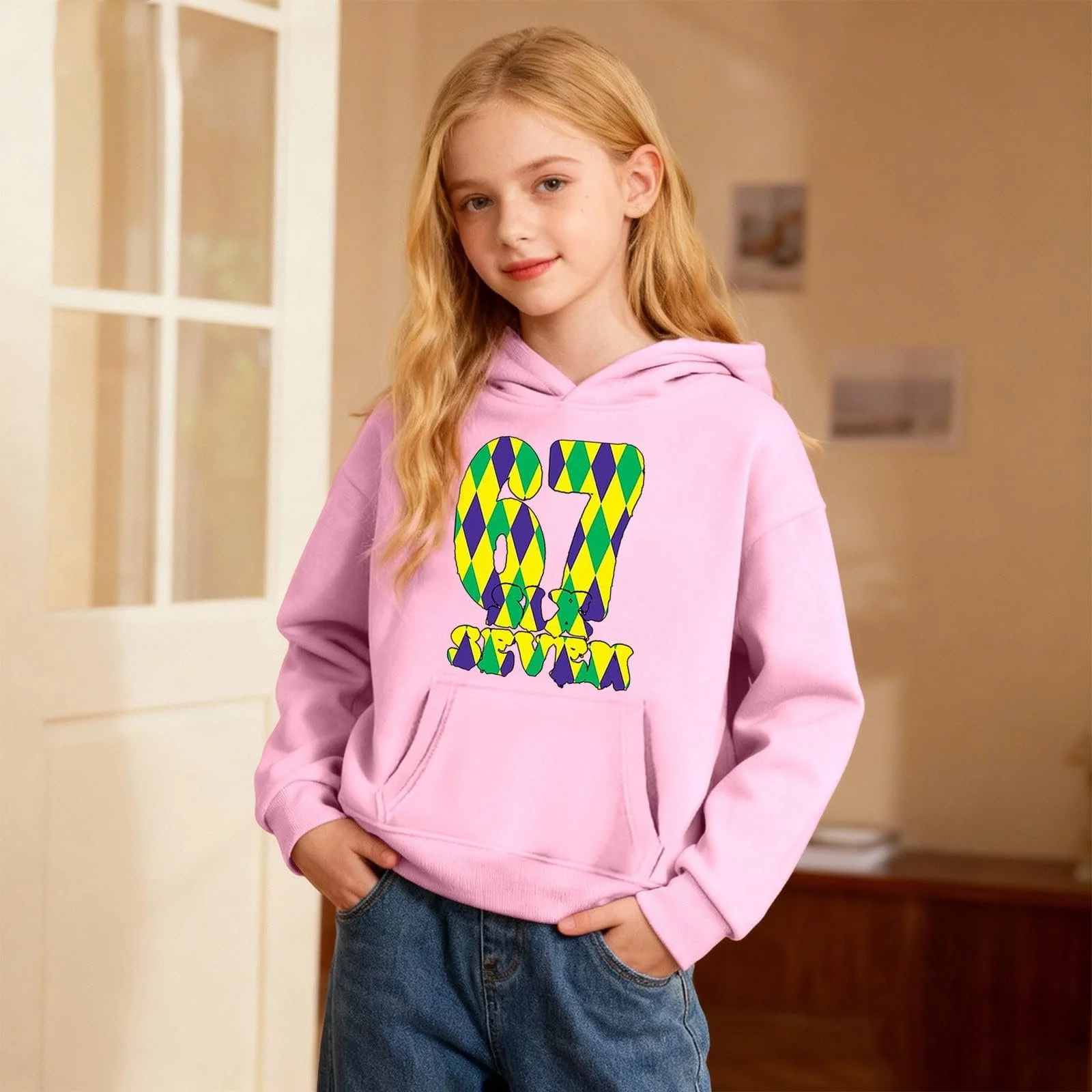 Kinder Karneval Толстовка с капюшоном 67, размер 6-7, туника с капюшоном, классическая мультяшная толстовка с длинными рукавами и принтом, детский повседневный праздничный костюм, фото №3