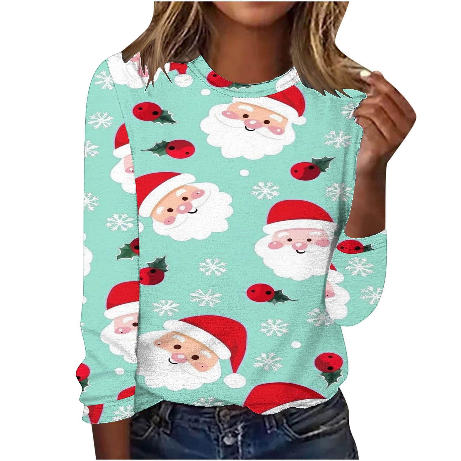 Жіночий Різдвяний Світшот з круглим вирізом, Пуловер, З принтом, фото №1 Жіночий Різдвяний Світшот з круглим вирізом, Пуловер, З принтом, фото №1