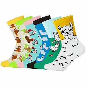 Шкарпетки з кумедним малюнком альпаки (6 пар) 36-42 - Фото 1