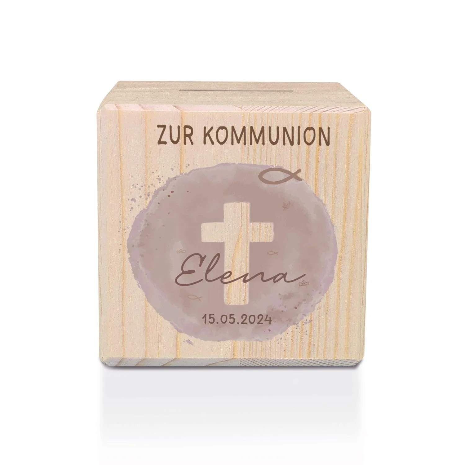 Скарбничка GRAVURZEILE Дерев'яна Персоналізована з металевим замком Colour Spot, фото №1