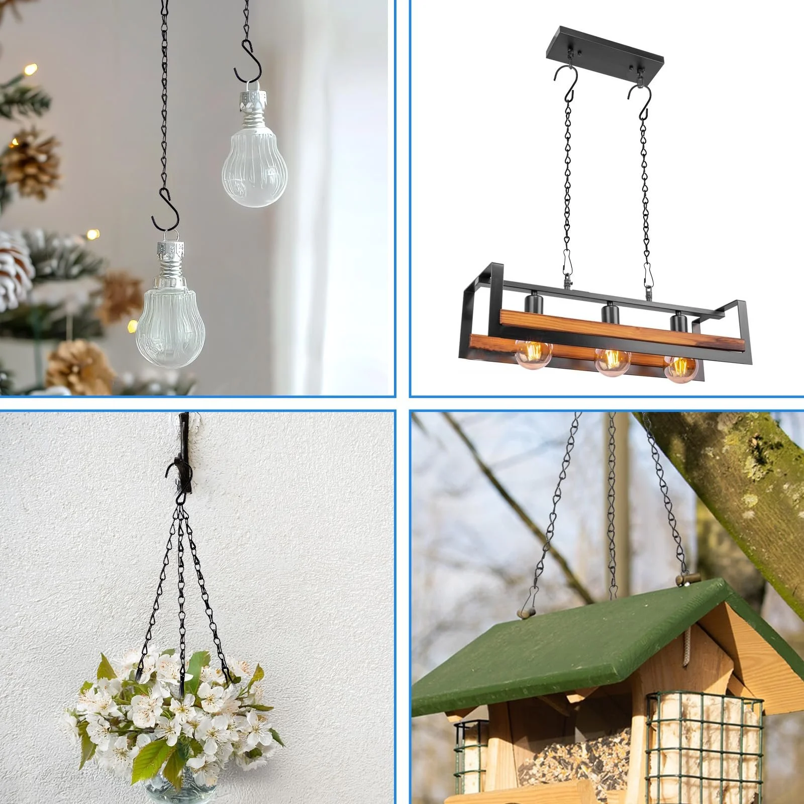 Ланцюги для підвісних кошиків Yolev 12 шт. 24 см металеві з гачками Black, фото №2