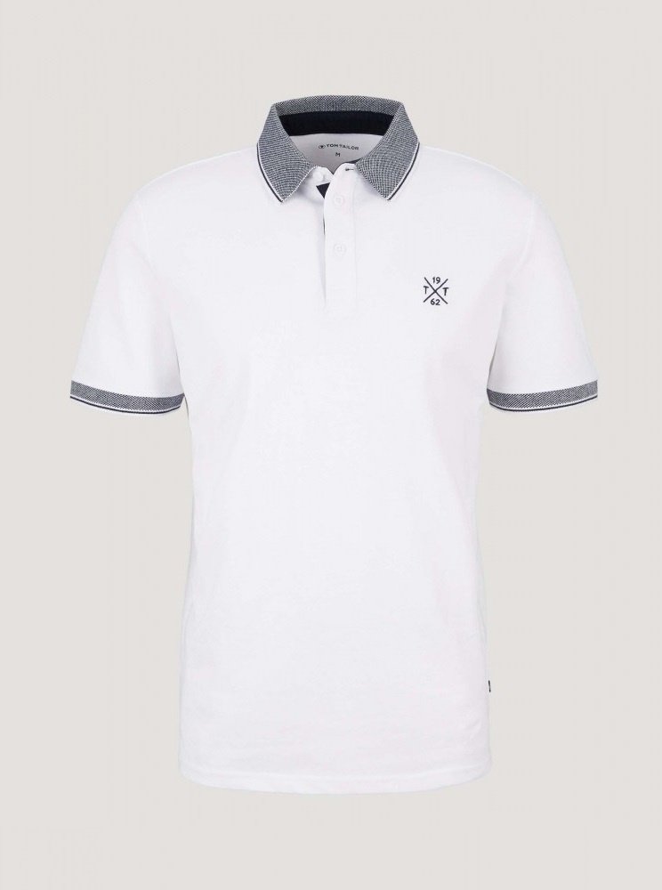 Поло basic polo with chest embro 1030625XX1020000 Tom Tailor Білий 2XL, фото №4