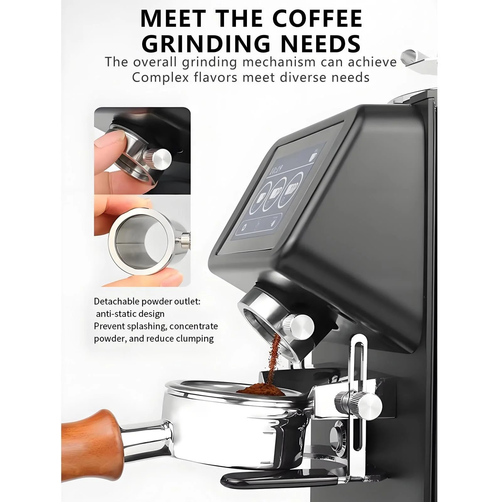 Профессиональная кофемолка K83 большая воронка 1.6 кг, плоский титановый диск 90 мм, регулируемая ручка, белая, фото №7 Профессиональная кофемолка K83 большая воронка 1.6 кг, плоский титановый диск 90 мм, регулируемая ручка, белая, фото №7