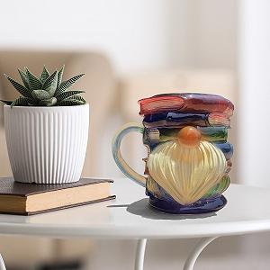 Розписний Книжковий кухоль, 3D Штабель книг з синтетичної смоли для кави та чаю synthetic.ua - Фото 1