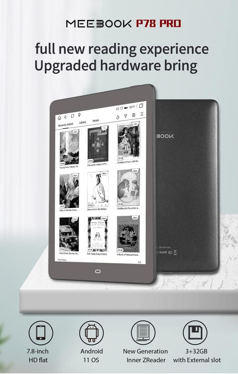 Електронна книга 7.8" Meebook P78 Pro / 32Gb / Android 11 / Wi-Fi / Bluetooth / Micro SD / E-Ink екран (1404 x 1872) / Сірий, фото №7
