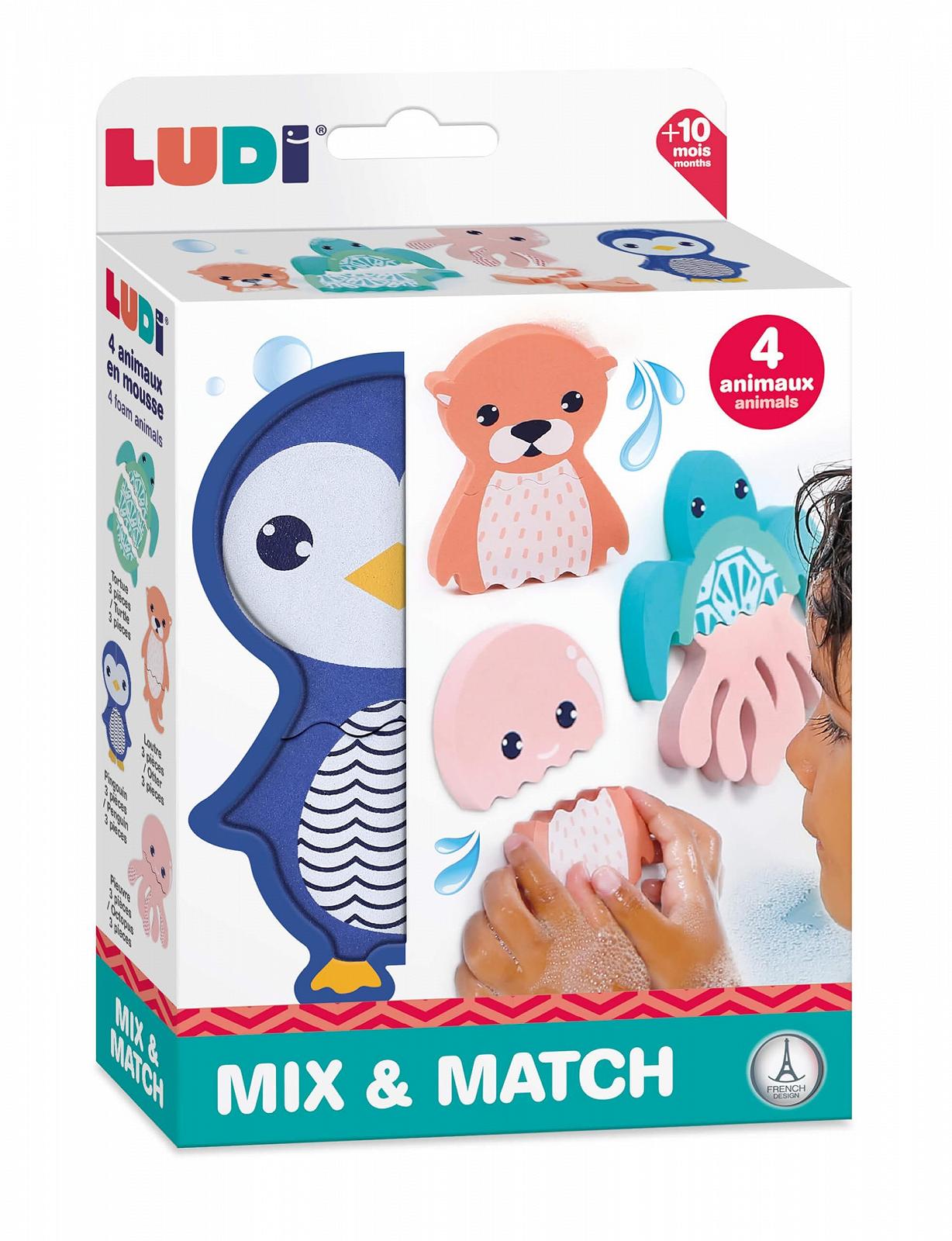Игрушка для ванны JBM LUDI Mix & Match 4 Пенопластовые животные для уборки, фото №1