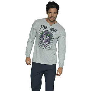 Піжама The Joker для хлопчиків, графічний принт, кругла горловина, ґудзики, 100% бавовна джерсі (DCZ5506C) - Фото 1