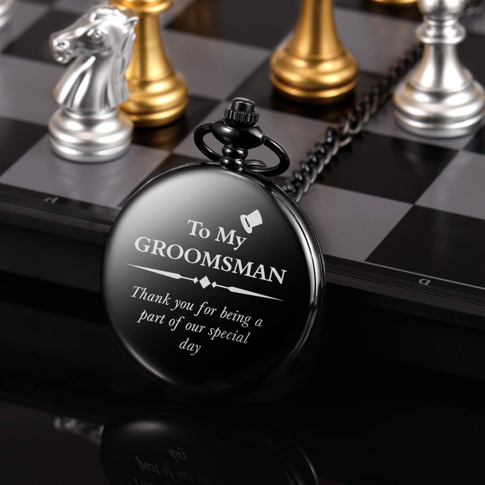 Кишеньковий годинник TREEWETO Personalised Engraved Groom Quartz Fobwatch, фото №5