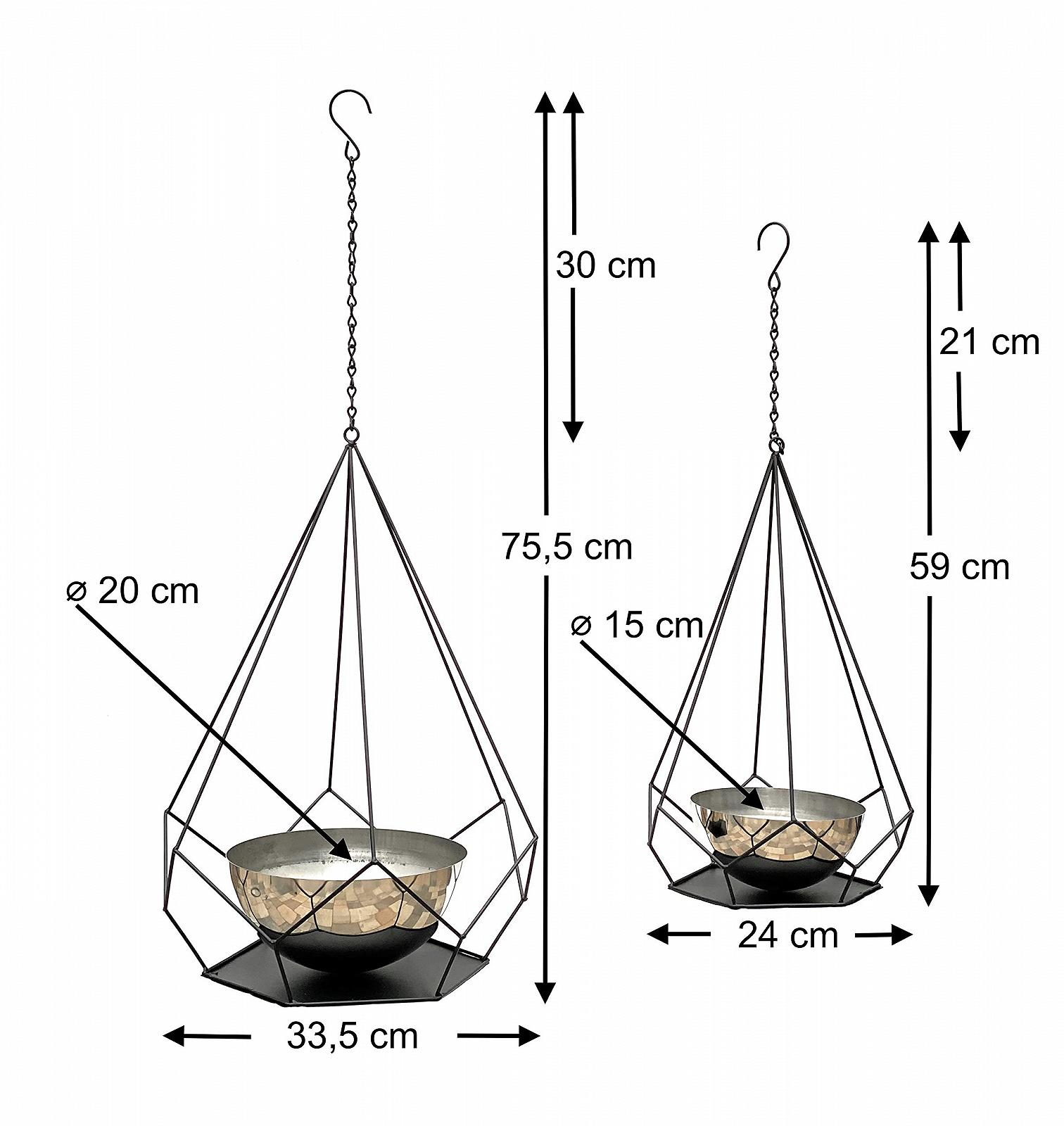 Підвісний кошик DanDiBo Набір 2 шт. металевий з горщиками 6 кутів Чорний, фото №2 Підвісний кошик DanDiBo Набір 2 шт. металевий з горщиками 6 кутів Чорний, фото №2