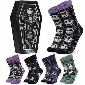 Женские носки Disney, набор 5 пар, чулки с рисунками Stitch, Minnie, Villains и другие, подарки для женщин и девушек-подростков - Фото 1