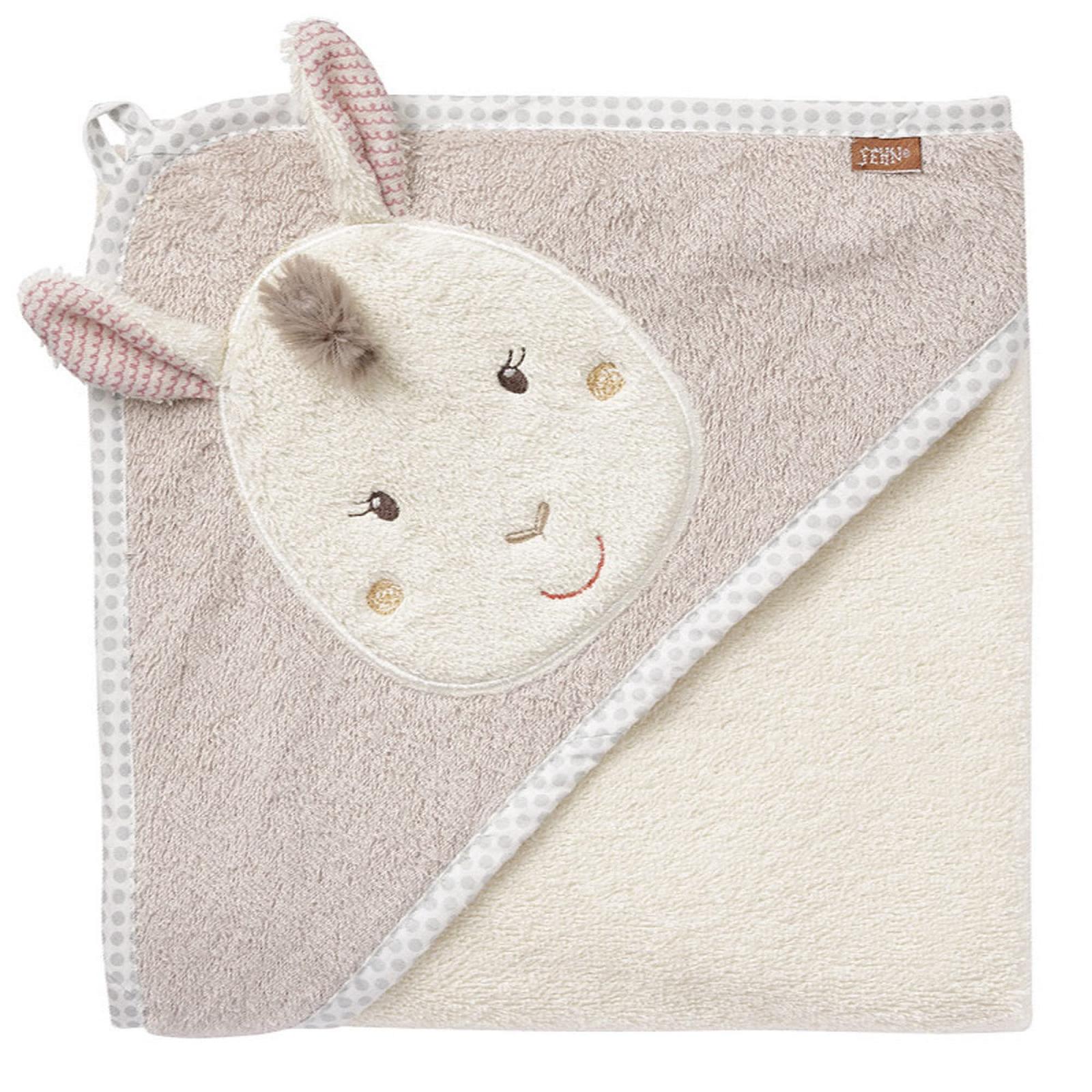 Полотенце для ванной с капюшоном Fehn BabyLove Серия Lama Модель 397086 С рисунком овцы Размеры: 80 x 80 см Цвет: Lama, фото №1