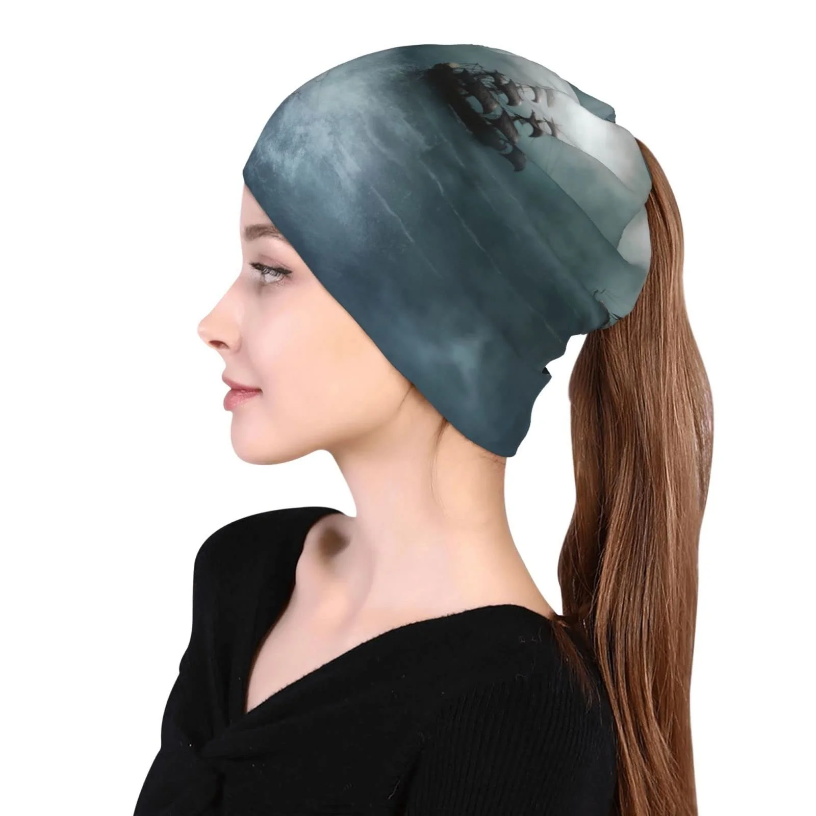 Шапка-біні ESASAM Дитяча з малюнком русалки та вітрильника в морі, з принтом піратського корабля, фото №5