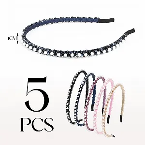 Обруч Женский с бисером и стразами, 5 штук synthetic.ua - Фото 1