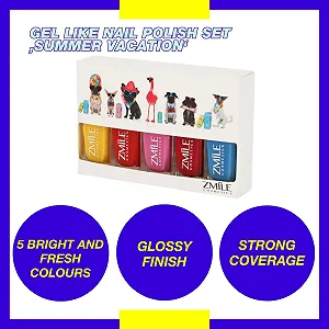 Набор лаков для ногтей ZMILE COSMETICS Summer Vacation Vegan - Gel Like для путешествий, поездок и подарков цена на synthetic.ua - Фото 1 Набор лаков для ногтей ZMILE COSMETICS Summer Vacation Vegan - Gel Like для путешествий, поездок и подарков synthetic.ua - Фото 1