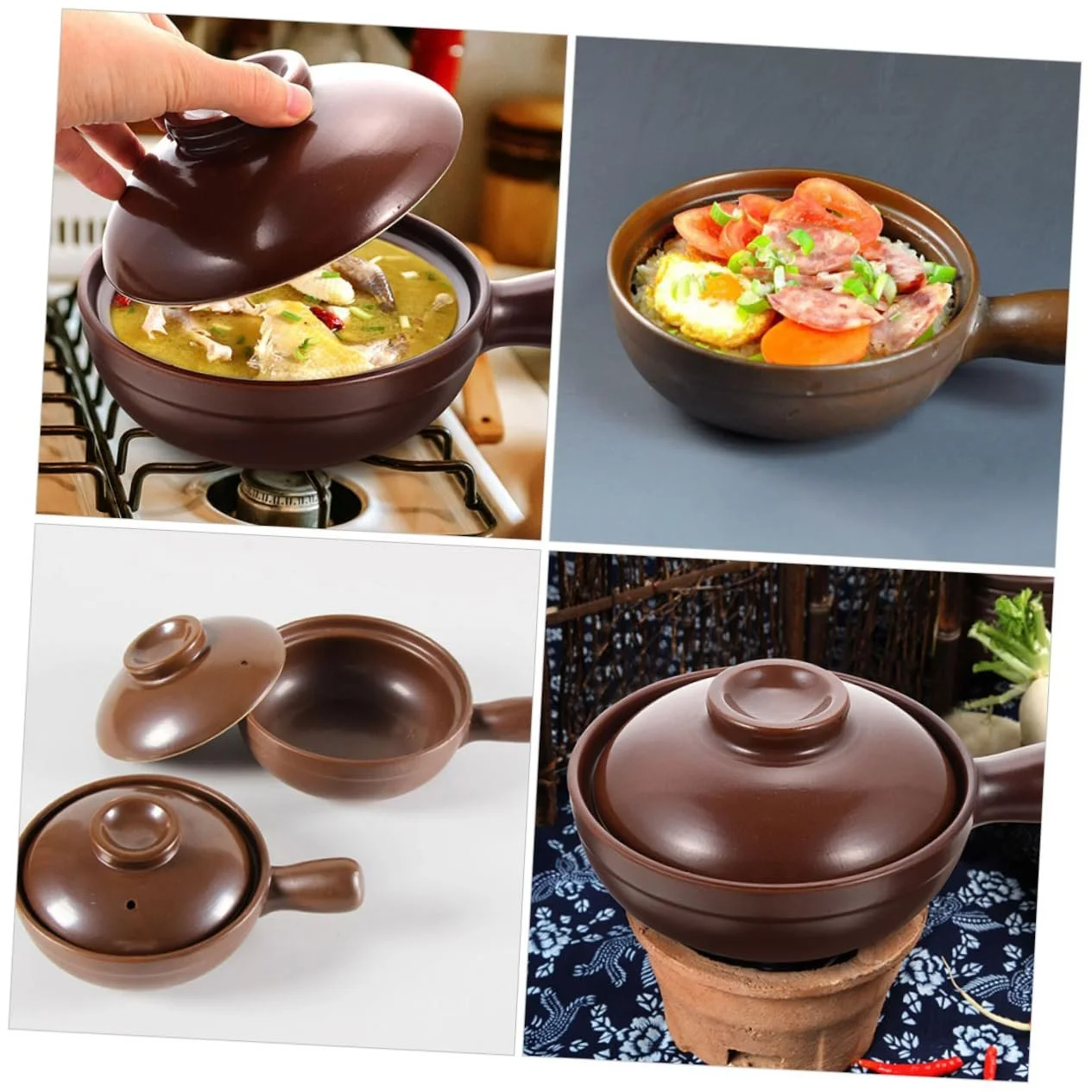 Кастрюля Li керамическая жаропрочная традиционная маленькая для рагу, лапши и бульонов для открытого огня, фото №7