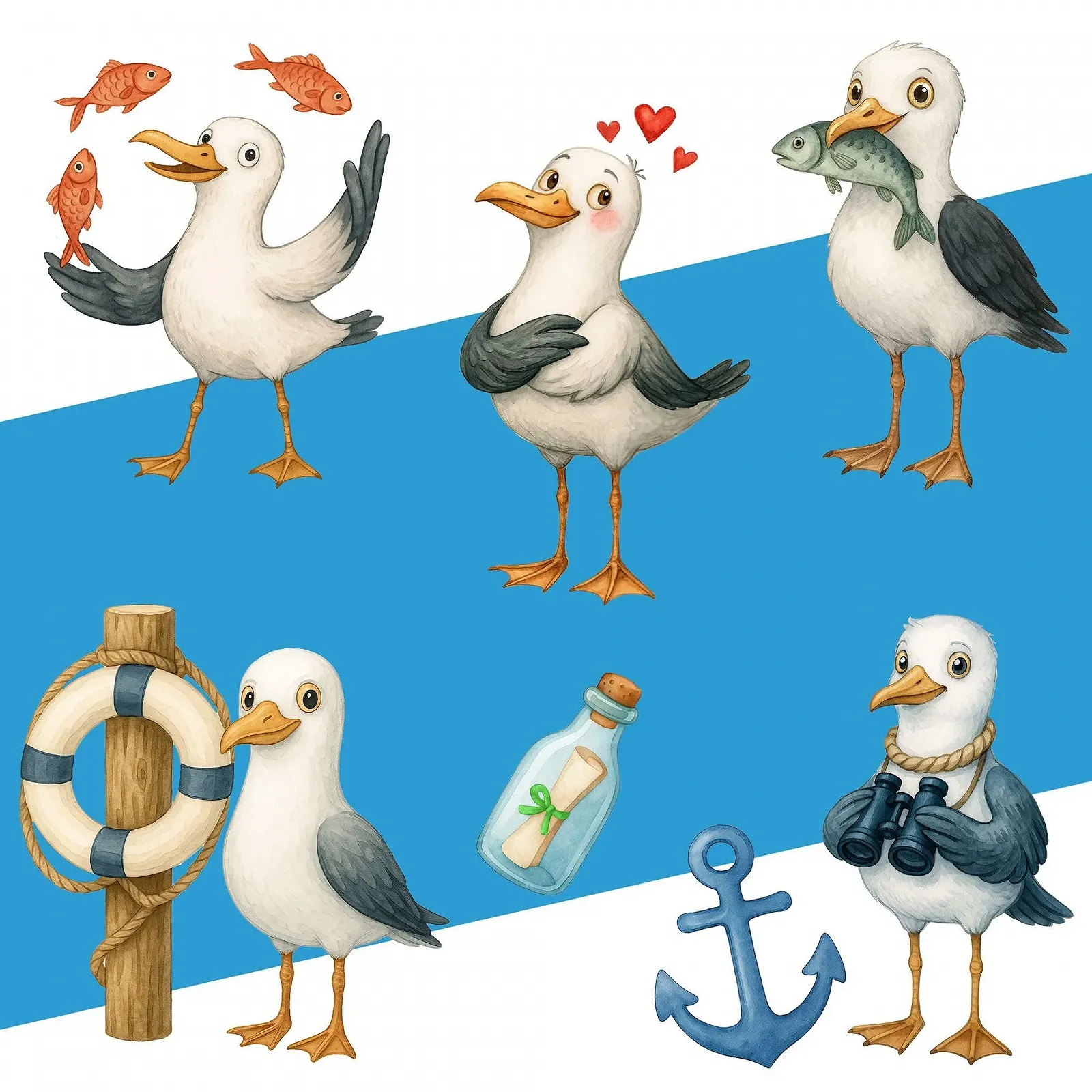 Набір наклейок на стіну Maritime Sea Seagulls Вінілові Набір із 2 шт., фото №2