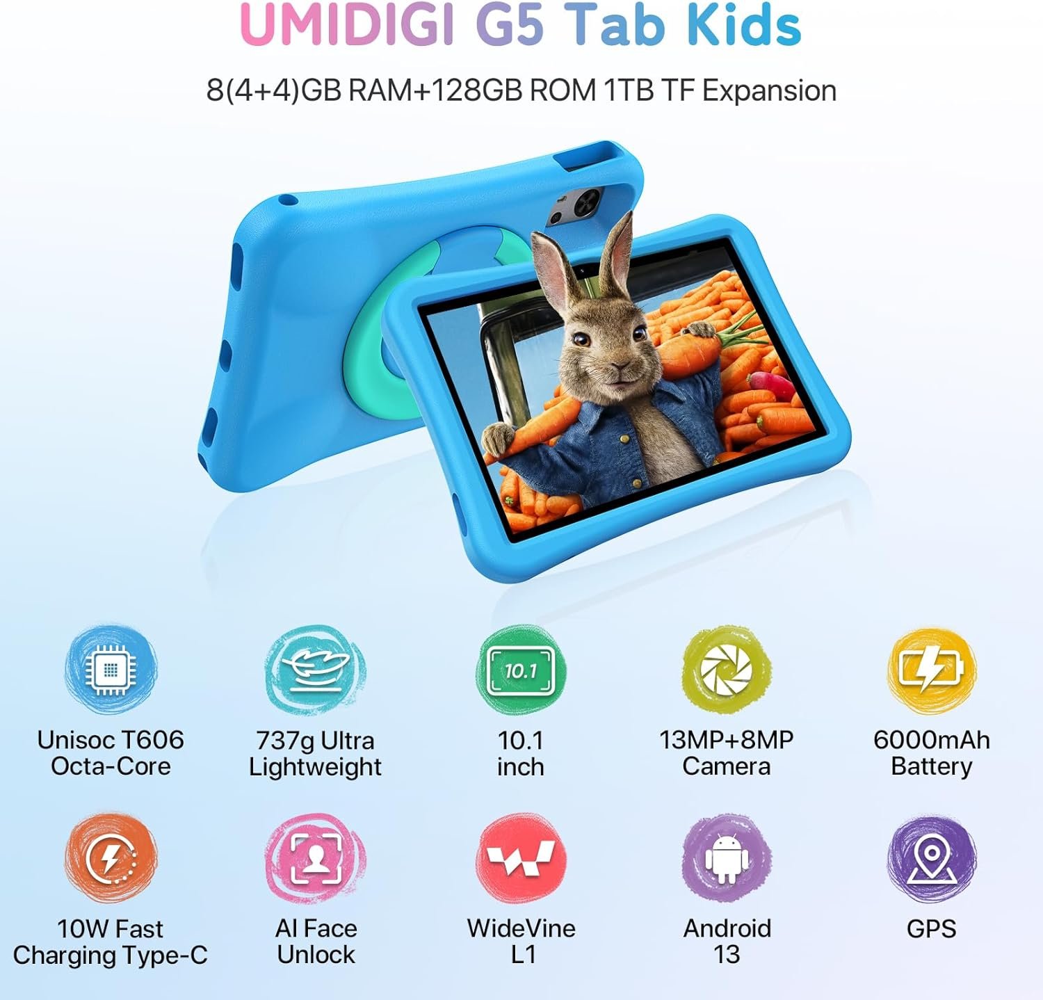 Планшет 10" UMIDIGI G5 (4+4)/128 ГБ 4G 2-SIM 8 ядер Android 13 6000 mAh Сірий, фото №5