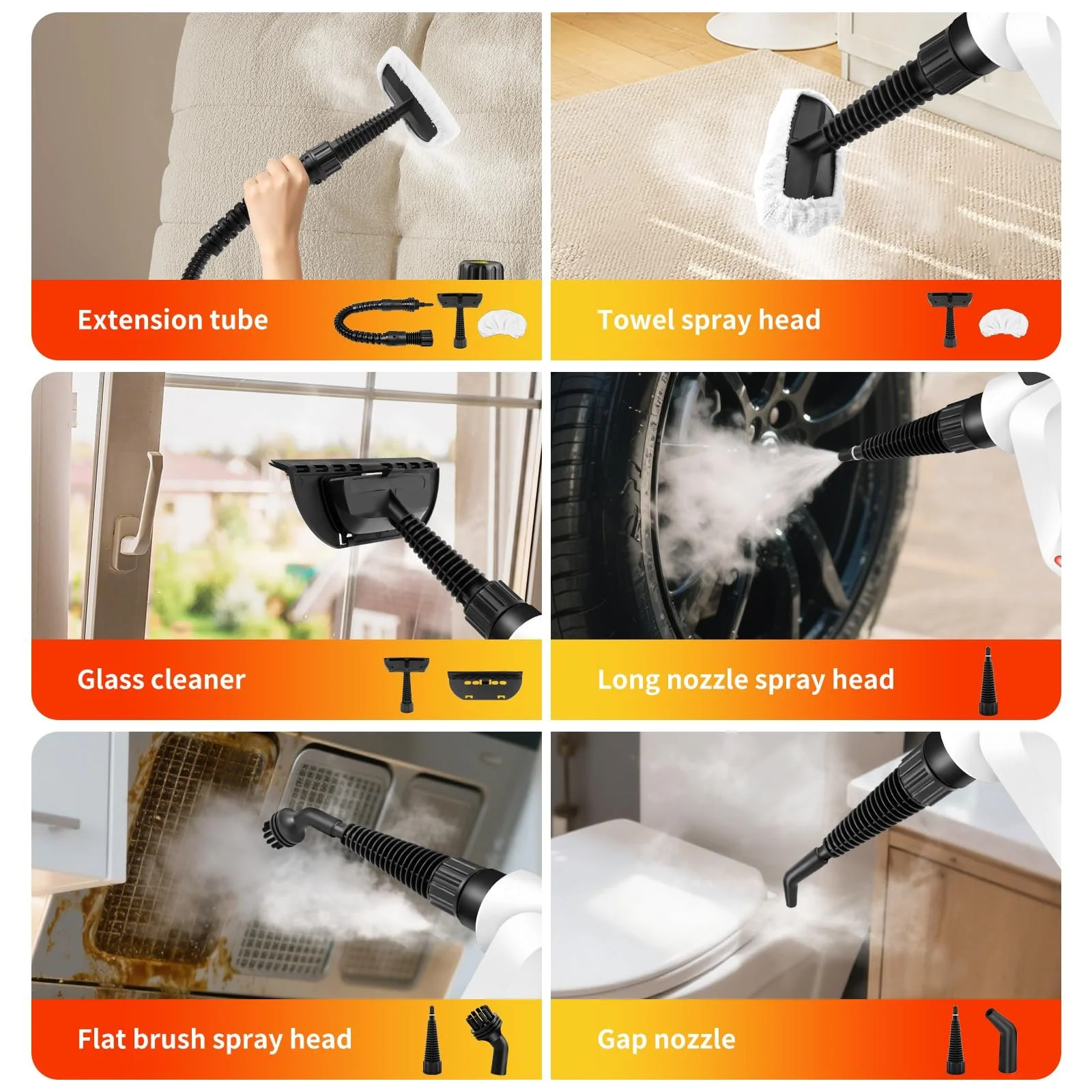 Пароочиститель Portable High Temperature 9 аксессуаров, фото №9