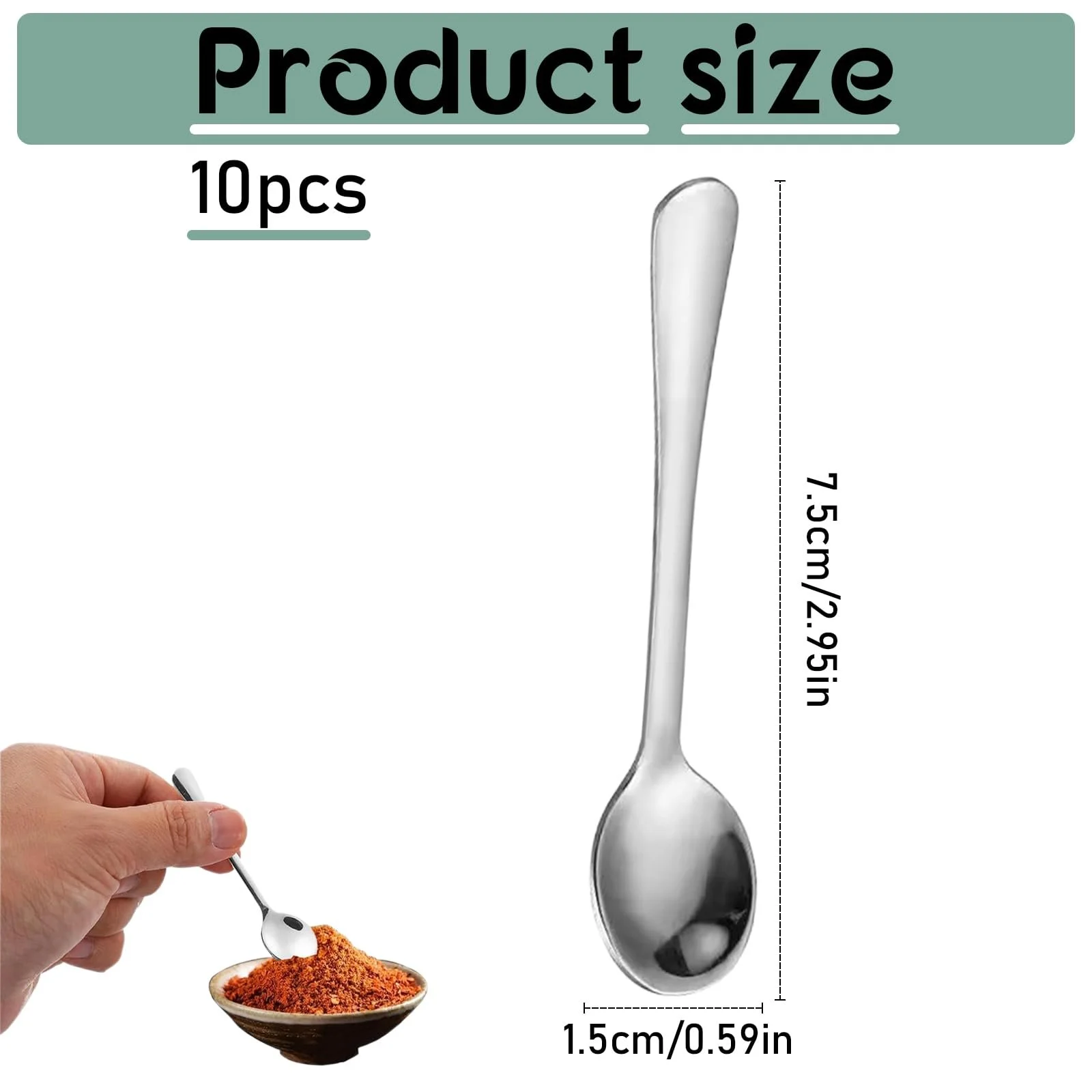 Ложка Кавова 7.5 см Сріблястий, паковання 10 штук, фото №2