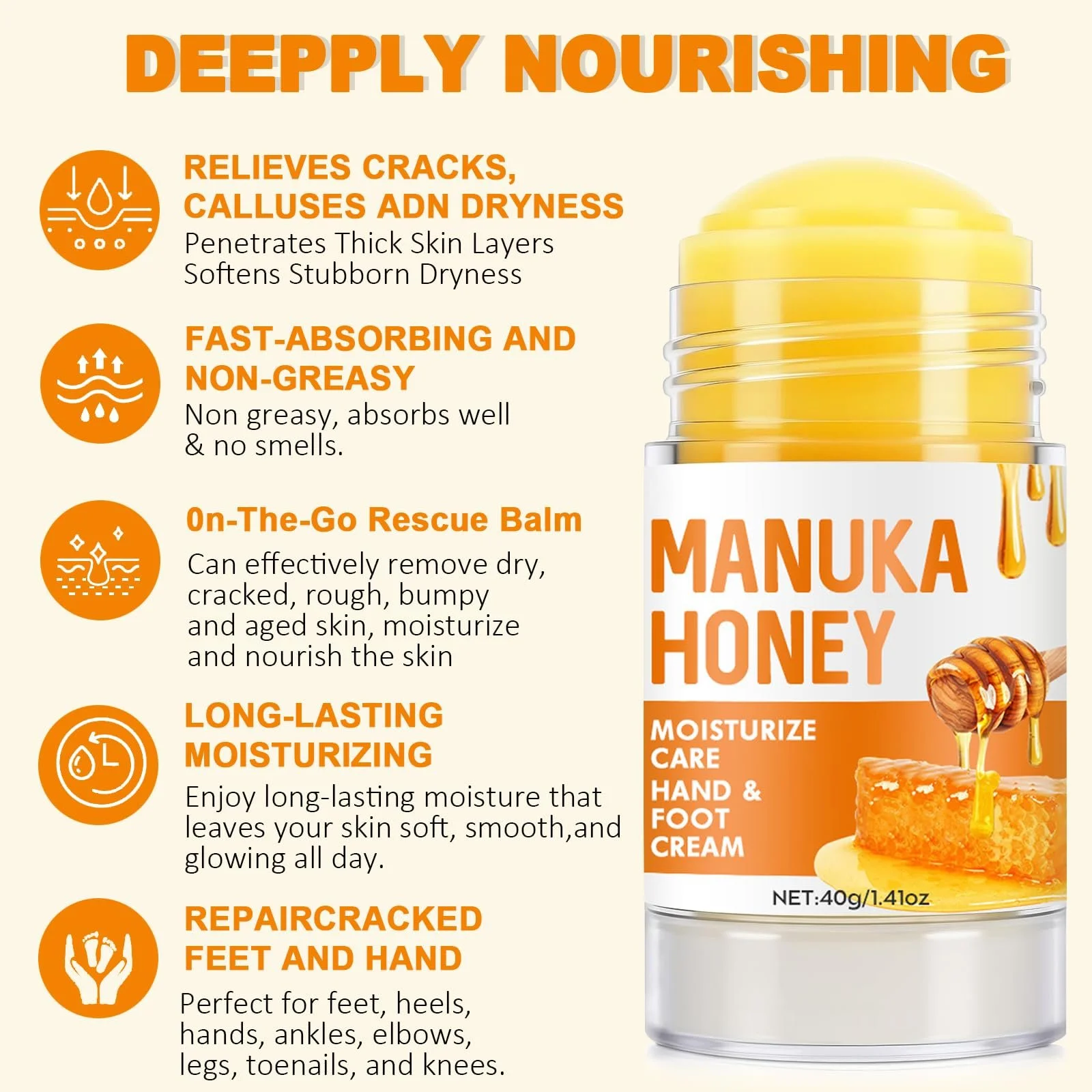 Крем для ног Ruicen Urea 60% против мозолей и трещин медовый, фото №4 Крем для ног Ruicen Urea 60% против мозолей и трещин медовый, фото №4