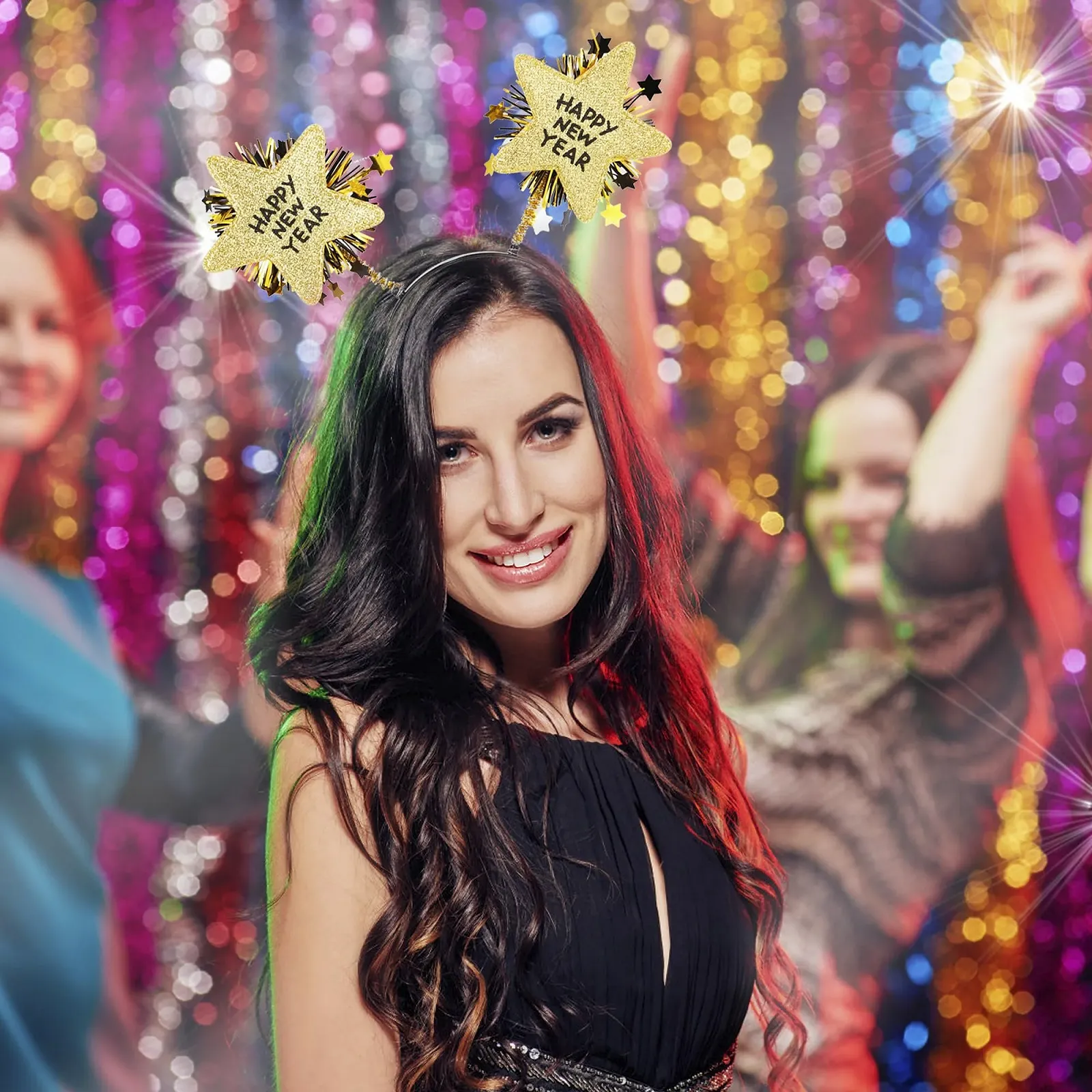 Обруч Happy New Year, 2 шт, Золотой, Серебряный, фото №3 Обруч Happy New Year, 2 шт, Золотой, Серебряный, фото №3