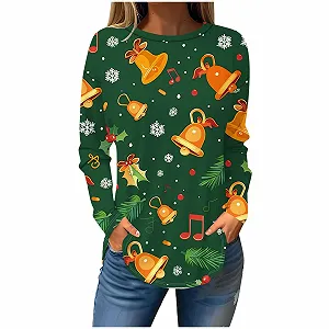 Женский Рождественский Свитшот Элегантный Шикарный Пуловер Забавный Графический Рождественский Принт Круглый Вырез Длинный Рукав Свободный Топ Рождественский Джемпер Повседневный Модный Свитер Уродливое Рождество - Фото 1