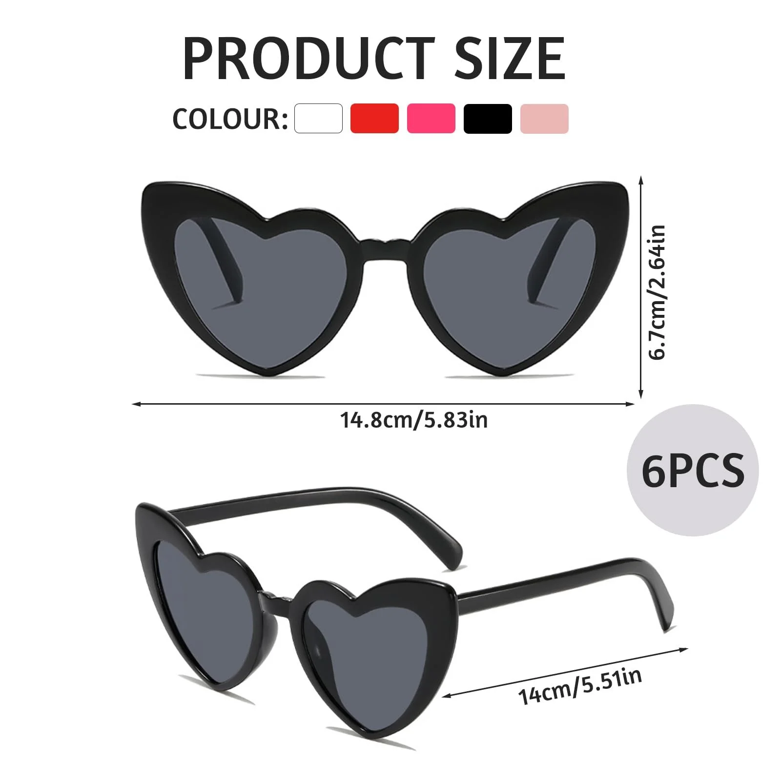 Очки Сердце YHSKJCD Вечерние Разноцветные 6 пар, фото №2