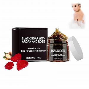 Відлущувальний гель для душу Black Soap Argan and Rose глибоке очищення зволожуючий пом'якшувальний живильний натуральний 1 шт. - Фото 1