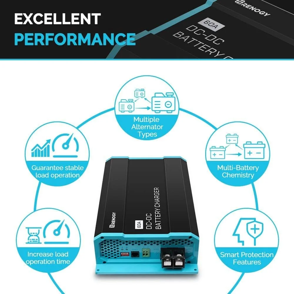 Зарядное устройство для Renogy 12V 60A DC-DC для аккумуляторов Черный, фото №5