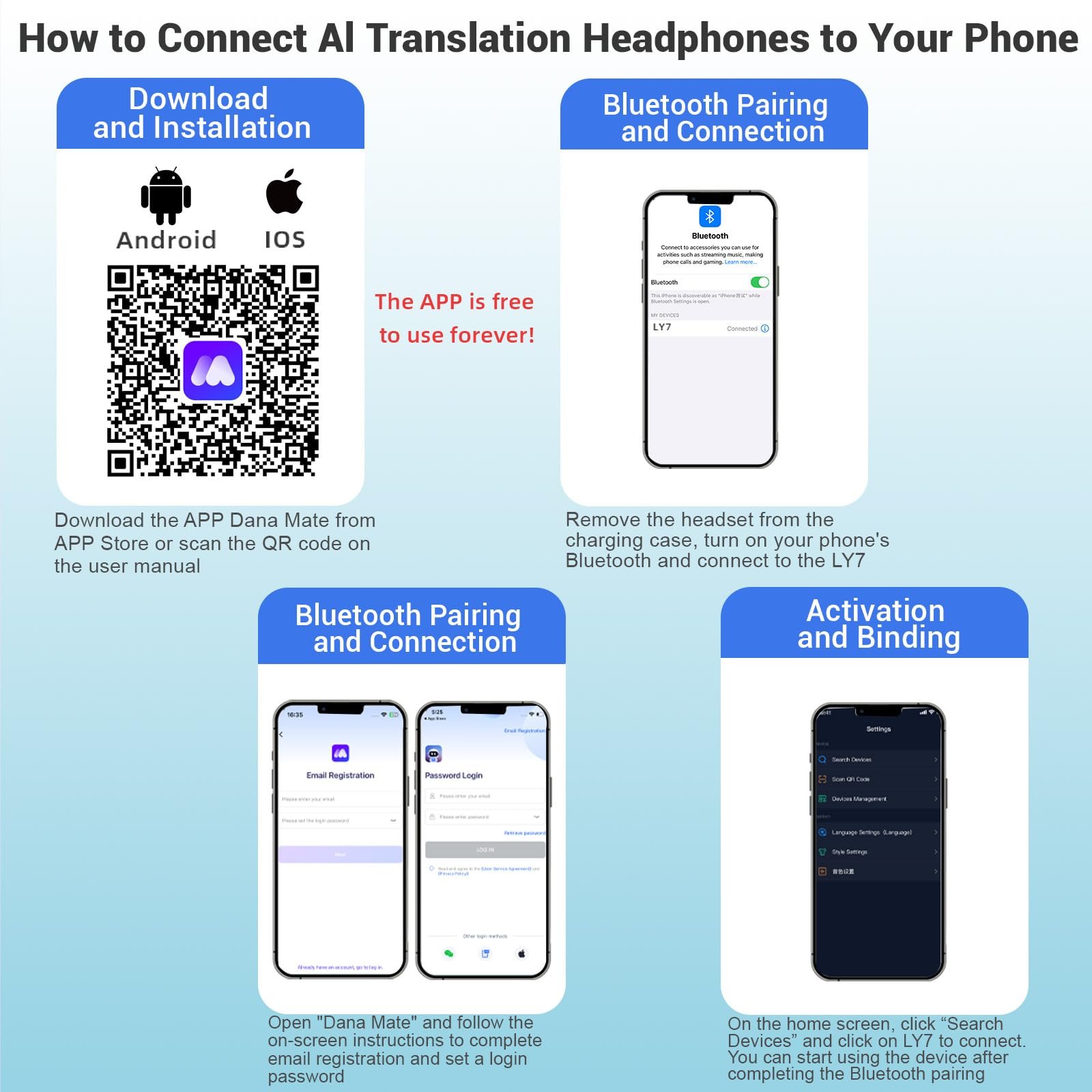 Наушники-переводчики AI 4-в-1, Bluetooth 5.4, для изучения, фото №7