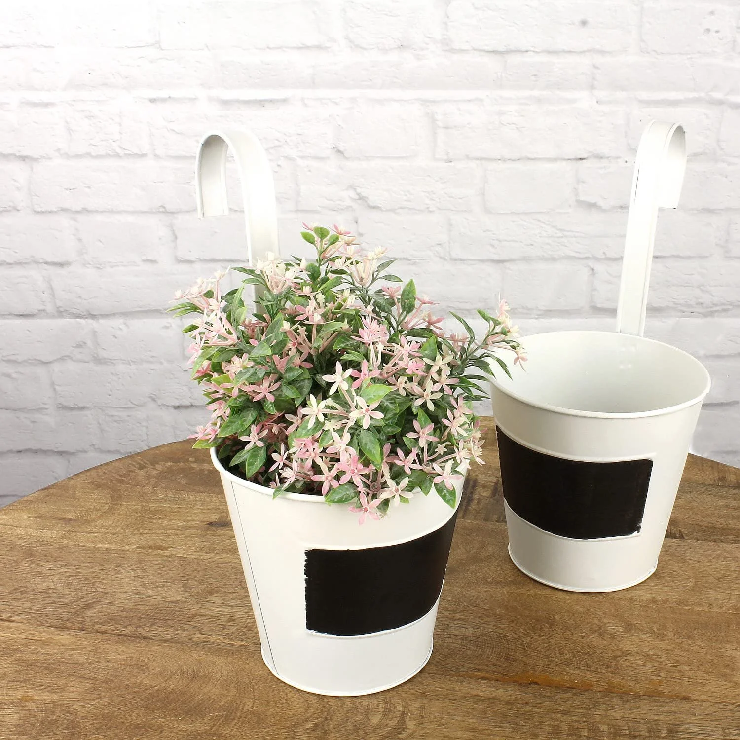 Квітковий горщик Macosa CP45435_x2 підвісний на перила металевий набір 2 шт. Білий шеббі, фото №3