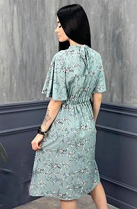 Женское летнее платье миди с разрезом в цветочный принт GF509334 размер 42/44, цвет фисташковый synthetic.ua - Фото 1