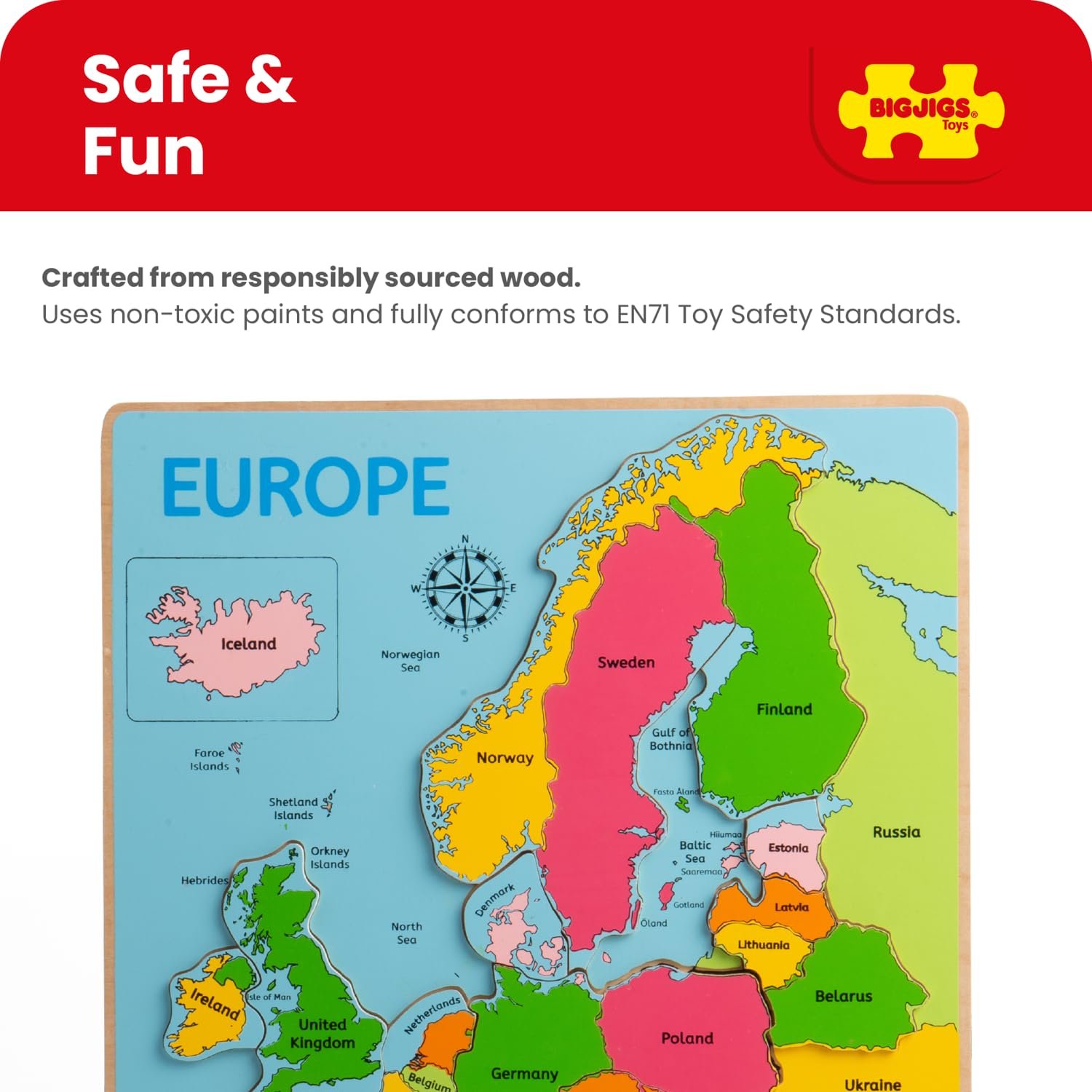 Пазл Bigjigs Toys Map of Europe 25 элементов, фото №5