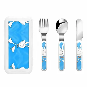 Набір дитячих столових приборів White Goose House з принтом, три предмети - Фото 1