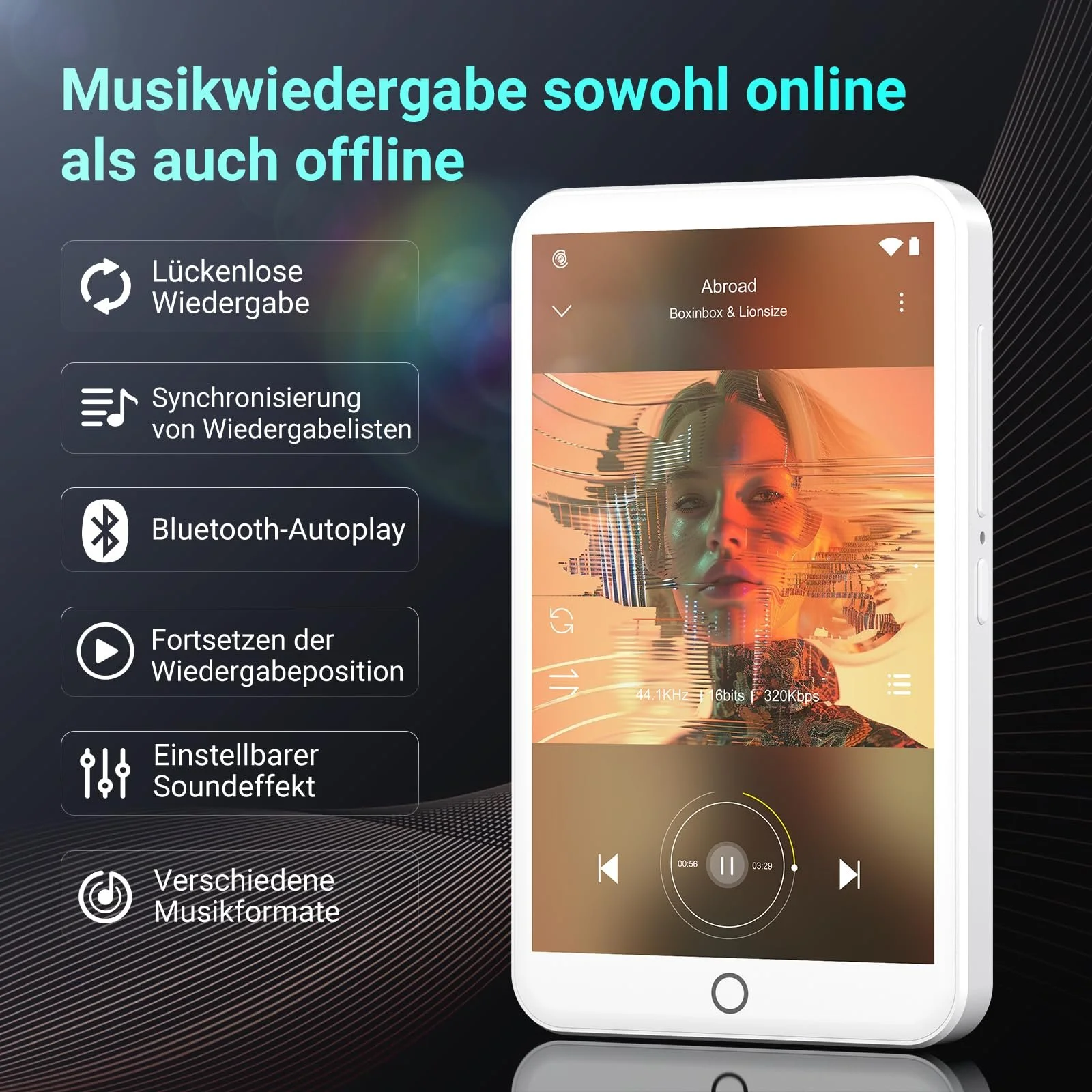 MP3-плеер Fanvace 96 GB с Bluetooth и WiFi, Android 13, 4-дюймовый сенсорный экран и динамик, фото №2