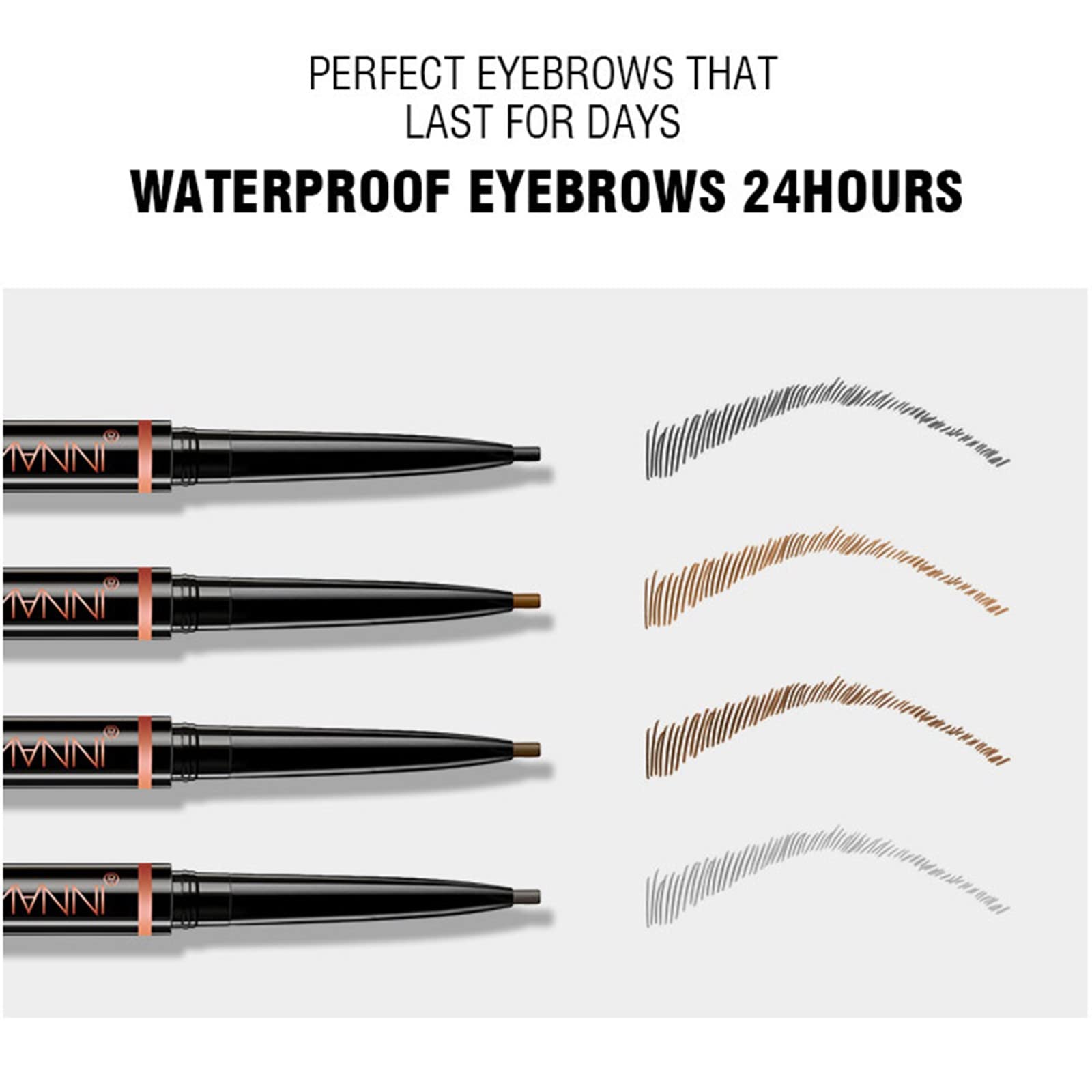 Олівець для брів Waterproof Experts Make Up Eyebrow Pencil Двосторонній Металевий (A, One Size), фото №6